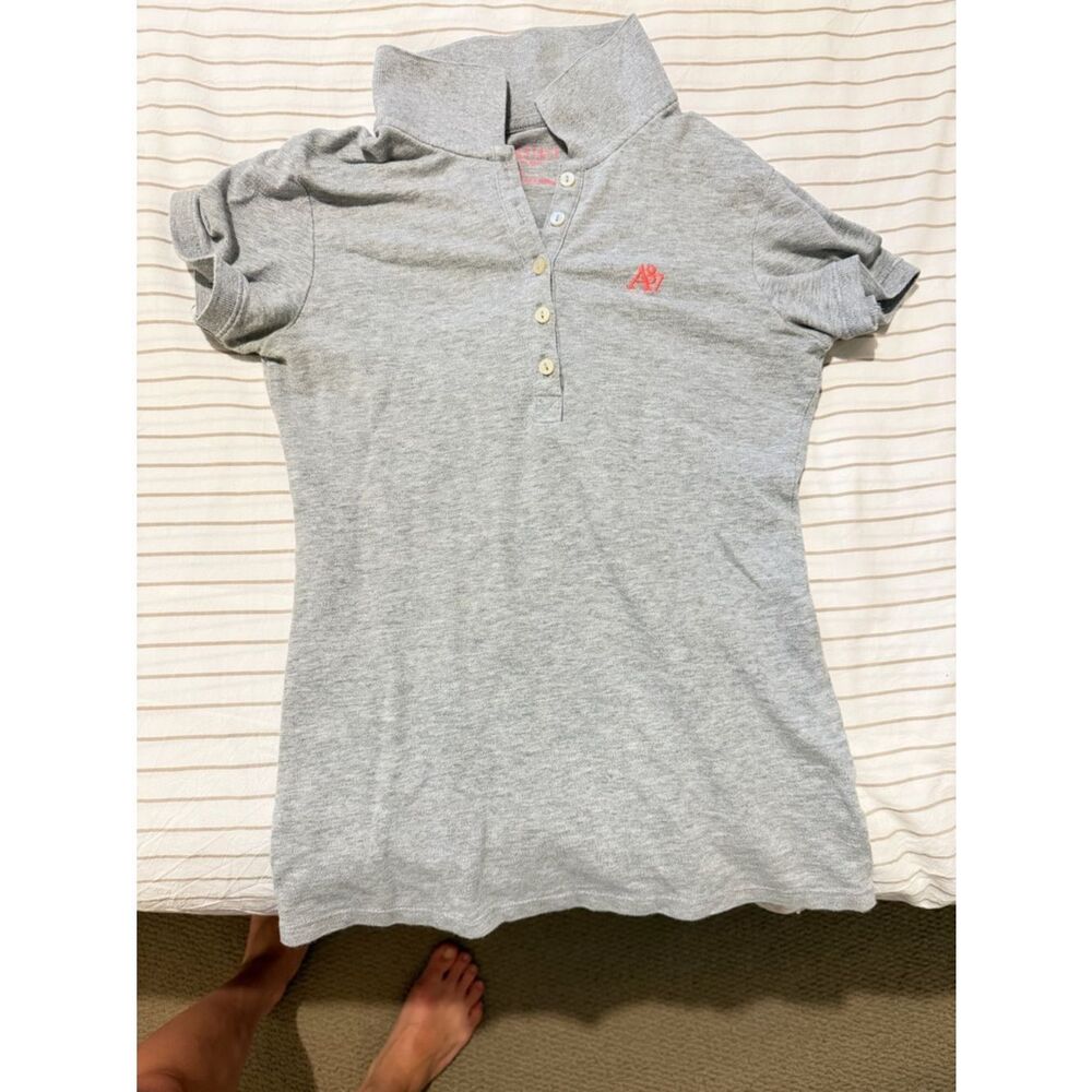 Aeropostale Gray Polo Blouse with Red Embroidered Logo